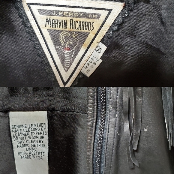 Marvin Richards Vintage Black Butter Soft Leather Fringe Side-Zip Moto Jacket - Picture 15 of 16